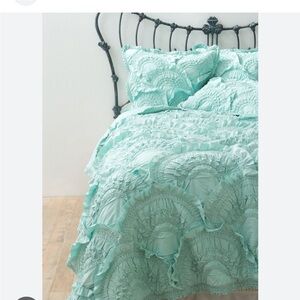 Blue Ruffled Comforter and Pillow Covers